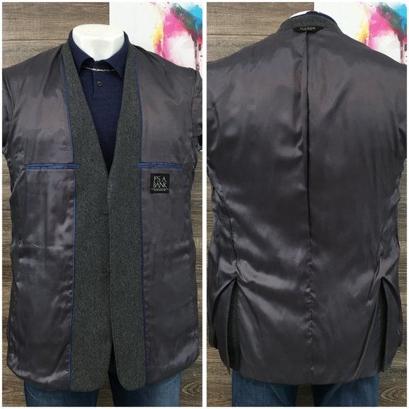 New‎ Jos A Bank Mens Blazer Sport Coat Two Button Casual Jacket 44L Wool Suits - Picture 7 of 13